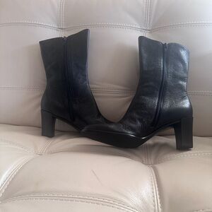 M by Marinelli Black leather Paisley boot. side zipper ankle boots. New 7/12
